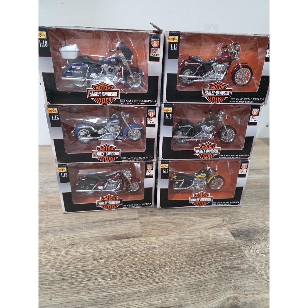Maisto 1/18 Harley Davidson Motorcycles Lot Of 6 Series 8 2000